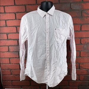 Tommy Hilfiger Mens Large Checkered Button-Up Dress Shirt – Classic, Preppy